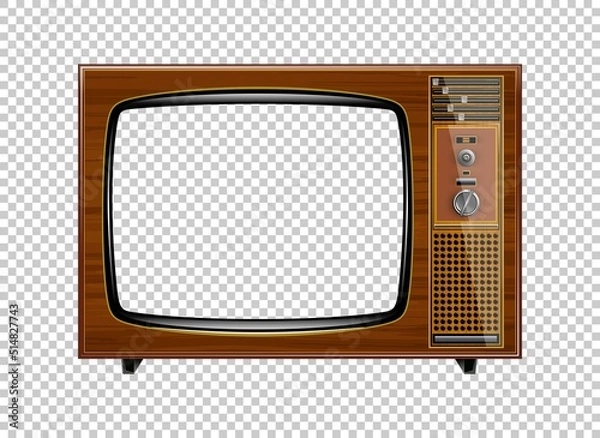 Fototapeta Vector retro television mock up isolate on transparent grid