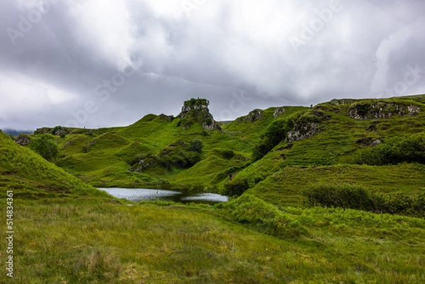 Obraz The Fairy Glen is located in the hills above the village of Uig on the Isle of Skye in Scotland. A strange landscape created by a landslip.