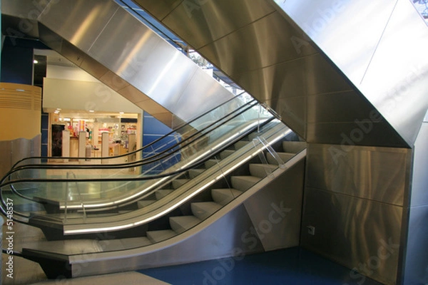 Fototapeta Steel Escalator in shopping Centre