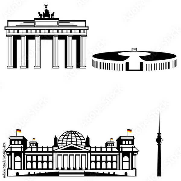 Obraz berlin famous monument icon set