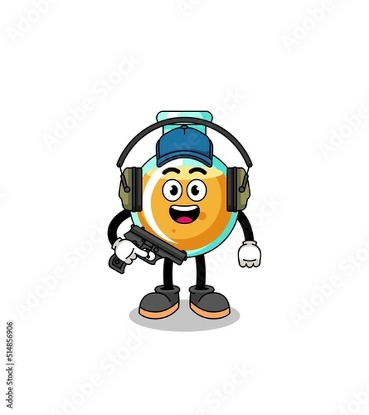 Fototapeta Character mascot of lab beakers doing shooting range