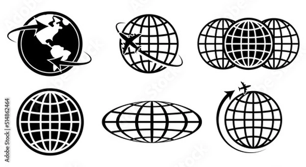 Fototapeta set of world map globe icon isolated. eps vector