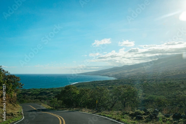 Fototapeta A road on the backside of the island of Maui, Hawaii.