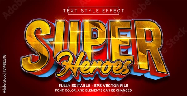 Fototapeta Super Heroes Text Style Effect. Editable Graphic Text Template.