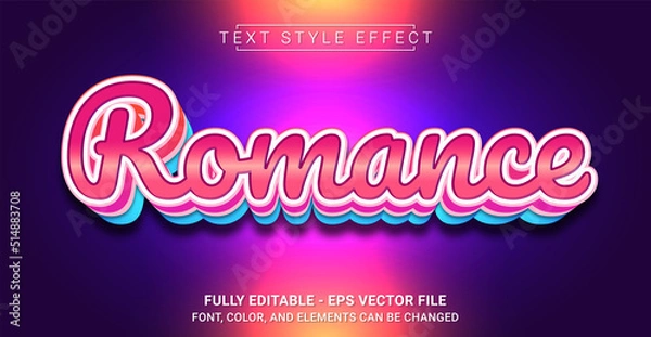 Fototapeta Romance Text Style Effect. Editable Graphic Text Template.