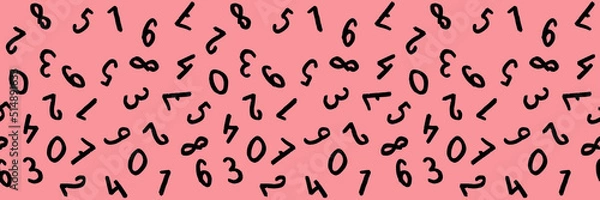 Fototapeta template with the image of keyboard symbols. a set of numbers. Surface template. Banner for insertion into site. pastel purple red background