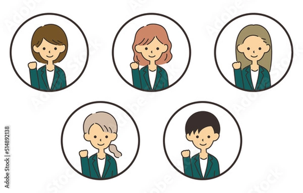 Fototapeta 女性のビジネスマン　アイコンセット　ガッツポーズ