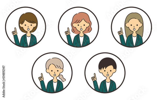 Fototapeta 女性のビジネスマン　アイコンセット　ひらめき