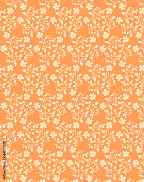 Fototapeta Cute simple spring summer Ditsy floral fabric pattern Folk, country, village, rustic, cottage, traditional style