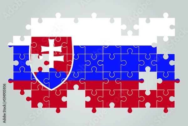Fototapeta Slovakia flag shape of jigsaw puzzle vector, puzzle map, Slovakia flag for children