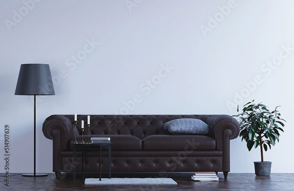 Fototapeta A family room is an informal  all purpose room in a house  The family room is designed to be a place where family and guests gather for group recreation like talking  reading  watching TV.3d rendering