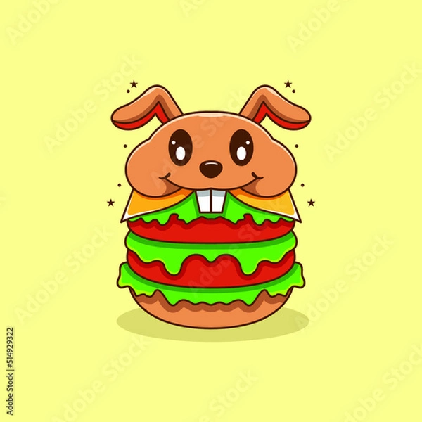 Obraz Burger mascot character logo design vector illustration