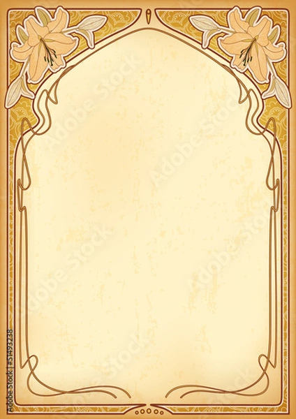 Fototapeta Art nouveau frames with space for text on old paper. Eps10