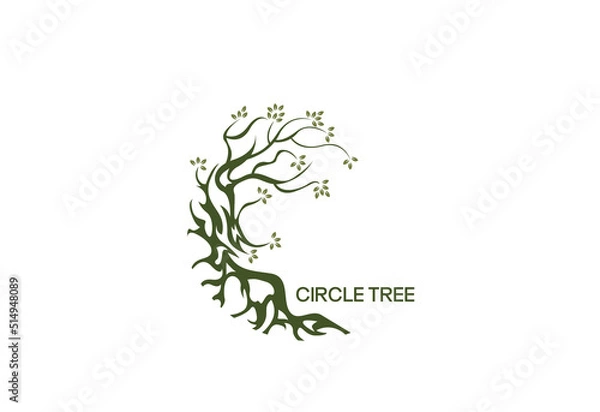 Fototapeta This beautiful tree logo vector Tree Circle is a symbol of life, beauty, growth, strength and good health.