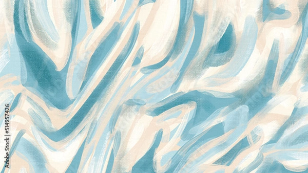 Fototapeta Extra large teal canvas artwork, abstract paint strokes, calming artistic texture, beige pattern