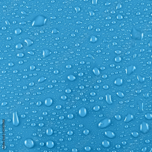 Obraz water drops on blue