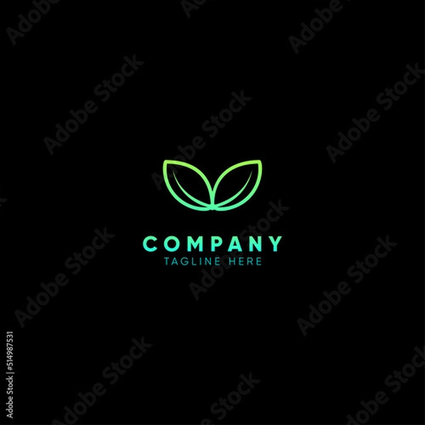 Fototapeta Abstract green leaf logo icon vector design. 