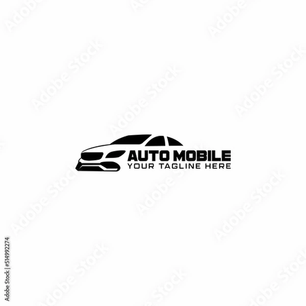 Obraz Auto style car logo design with concept sports vehicle icon silhouette on light grey background. Vector illustration.