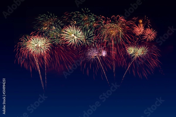 Fototapeta Colorful fireworks celebration and the twilight sky.