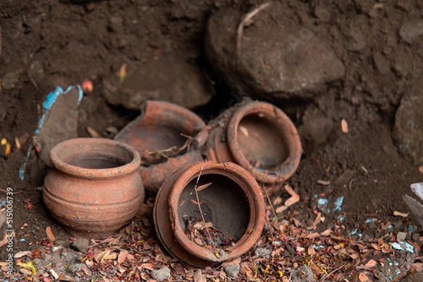 Obraz Small broken Clay pots along the roadside