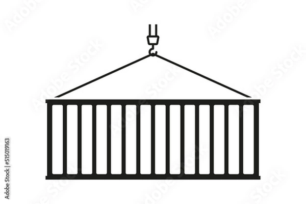 Fototapeta container on crane icon. Business concept. Flat vector illustration. stock image.