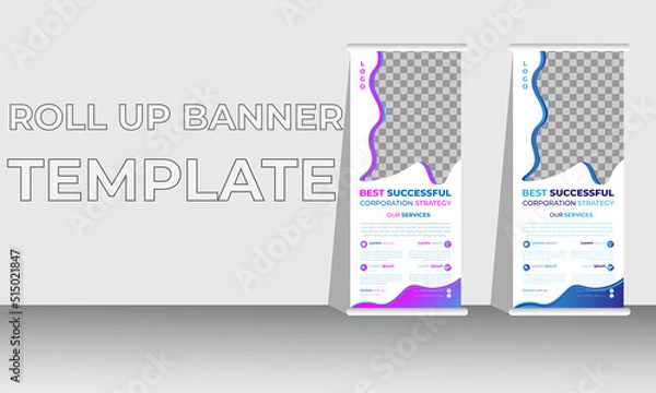 Fototapeta Professional Roll up stand banner template design, vertical, background, pull up design, modern Banner, rectangle
