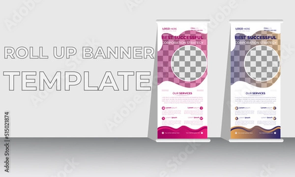 Fototapeta Professional Roll up stand banner template design, vertical, background, pull up design, modern Banner, rectangle