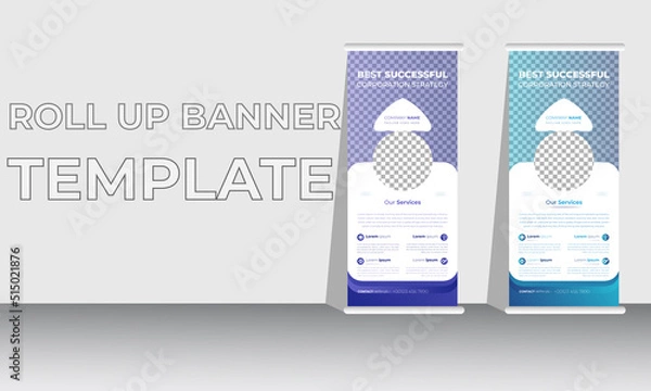 Fototapeta Professional Roll up stand banner template design, vertical, background, pull up design, modern Banner, rectangle