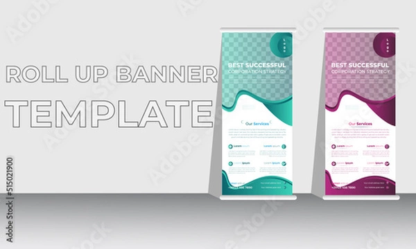 Fototapeta Professional Roll up stand banner template design, vertical, background, pull up design, modern Banner, rectangle
