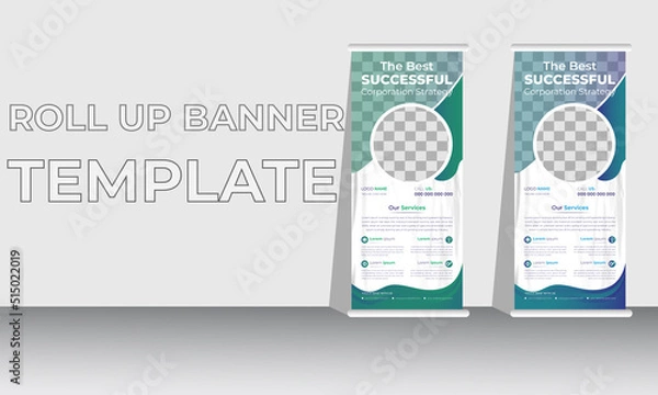 Fototapeta Professional Roll up stand banner template design, vertical, background, pull up design, modern Banner, rectangle