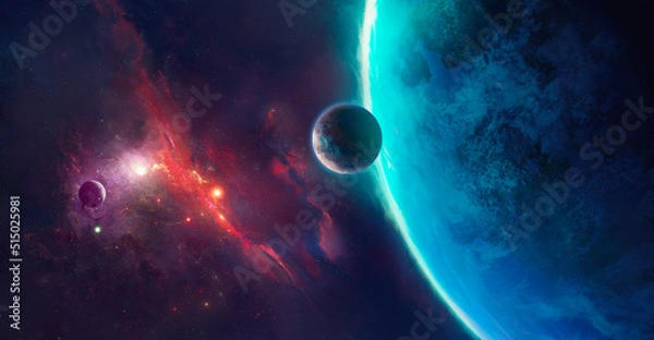 Obraz Image of planets in outer space against the background of stars and nebulae
