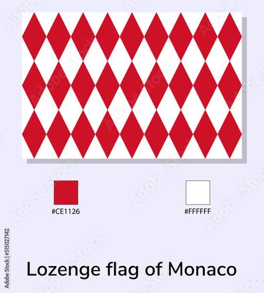 Fototapeta Vector Illustration of Monaco flag with lozenges isolated on light blue background. Illustration Monaco flag with lozenges.