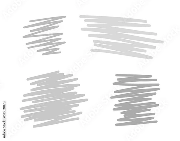 Fototapeta Simple hatching. Hand drawn hatched shapes. Freehand art. Abstract hatchings. Black and white illustration