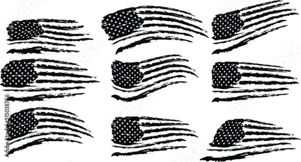 Fototapeta Vector Of The Distressed American Flag Bundle