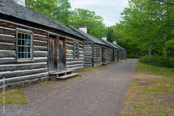 Fototapeta View of the multiple officers quarters at Fort Wilkins