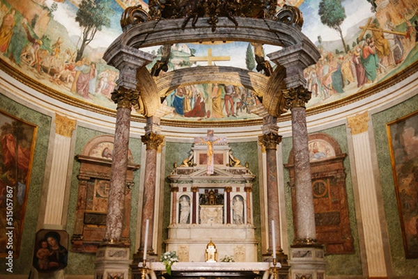 Obraz interior, on the altar, of The Basilica of the Holy Cross in Jerusalem or Basilica di Santa Croce in Gerusalemme. Rome, Italy.