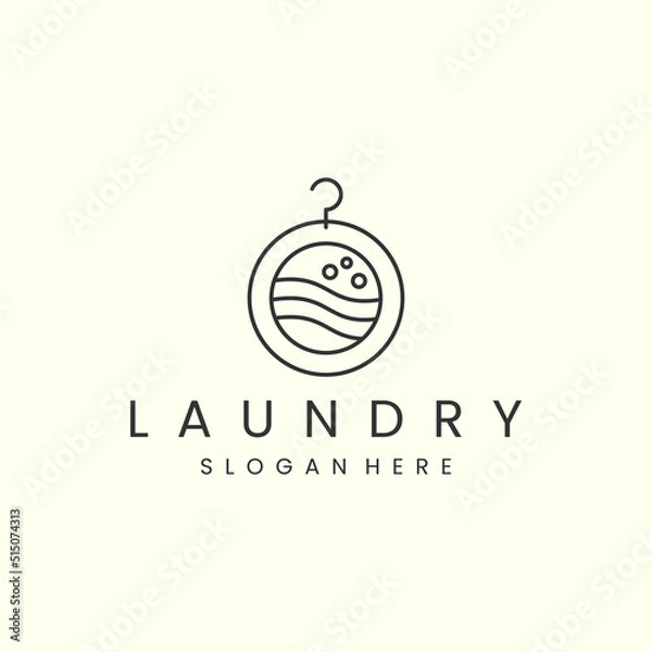 Fototapeta laundry with line art style logo icon template design vector illustration