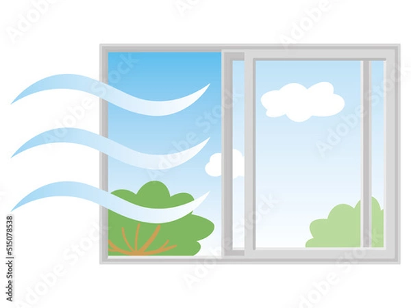 Obraz 窓を開けて換気している　感染症対策