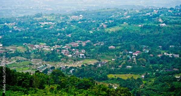 Fototapeta Beautiful view of Alesano hills. From this hill the city of Bogor can be seen clearly. Bogor, West Java, Indonesia