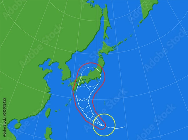 Obraz 台風の進路予想図
