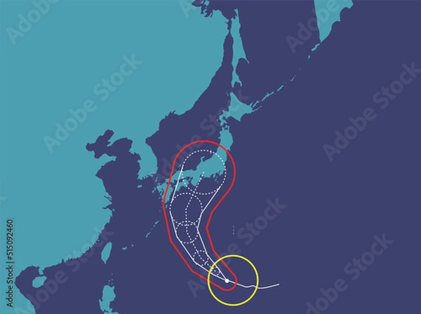 Obraz 台風のダルトーンな進路予想図
