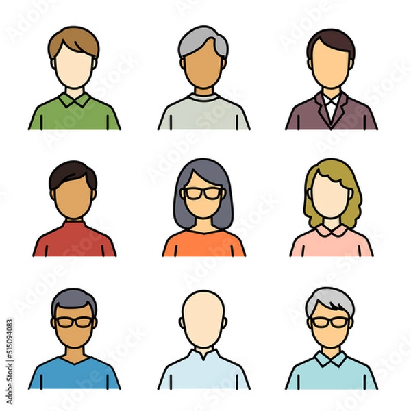 Fototapeta さまざまな人物のアイコンセット