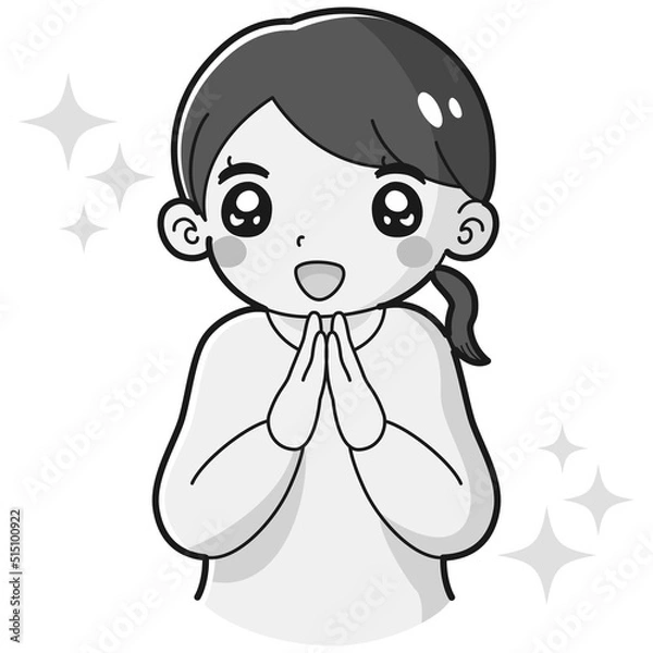 Fototapeta ときめく女性のイラスト