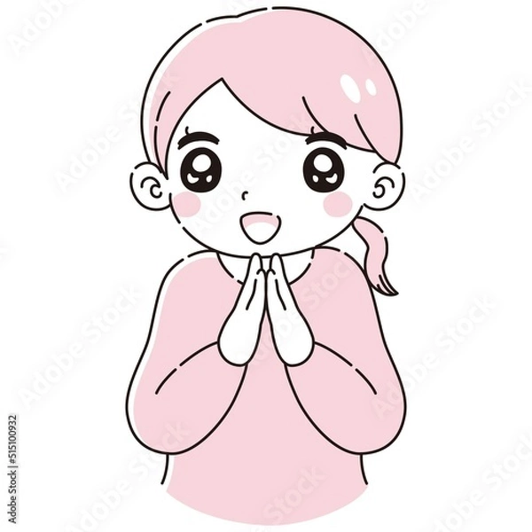 Fototapeta ときめく女性のイラスト