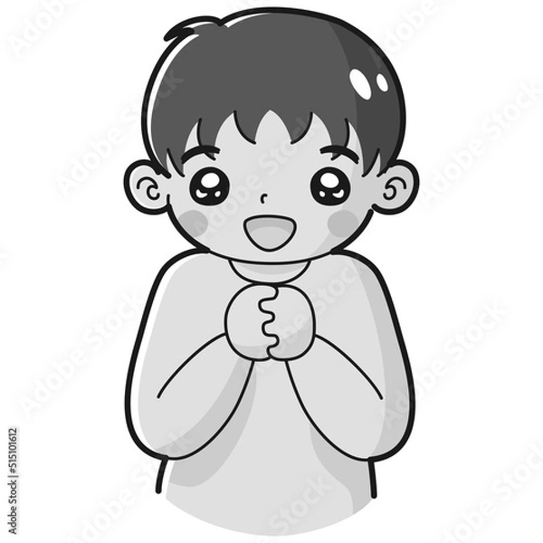 Fototapeta ときめく男の子のイラスト