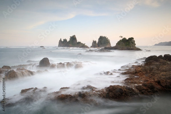 Obraz 蓑掛岩の大波