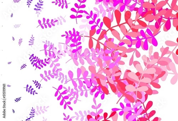 Fototapeta Light Purple, Pink vector doodle layout with leaves.