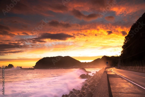 Obraz 伊豆大瀬の夕焼け