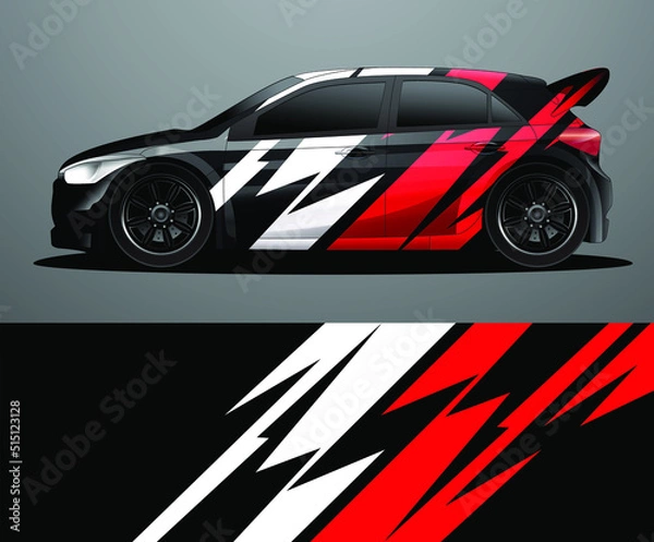 Obraz Rally car decal graphic wrap vector, abstract background