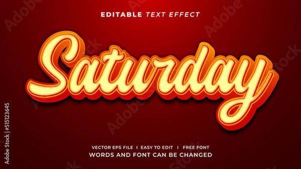 Fototapeta Editable text effect - saturday style
